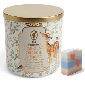 Sparkling Orange Mimosa Scented Candle soy wax blend 14.5 oz with Gold lid